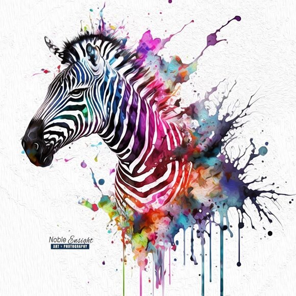 8x8 Zebra Fantasy Wall Art‎ Watercolor Oil Painting Print - Picture 6 of 6